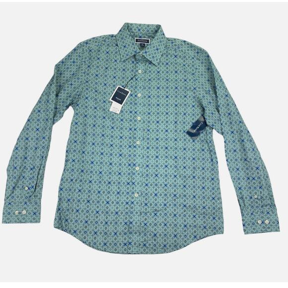 Club Room Mens Lopin Foulard Collared Blue Button Down Shirt Blue Small NWT - Picture 2 of 4